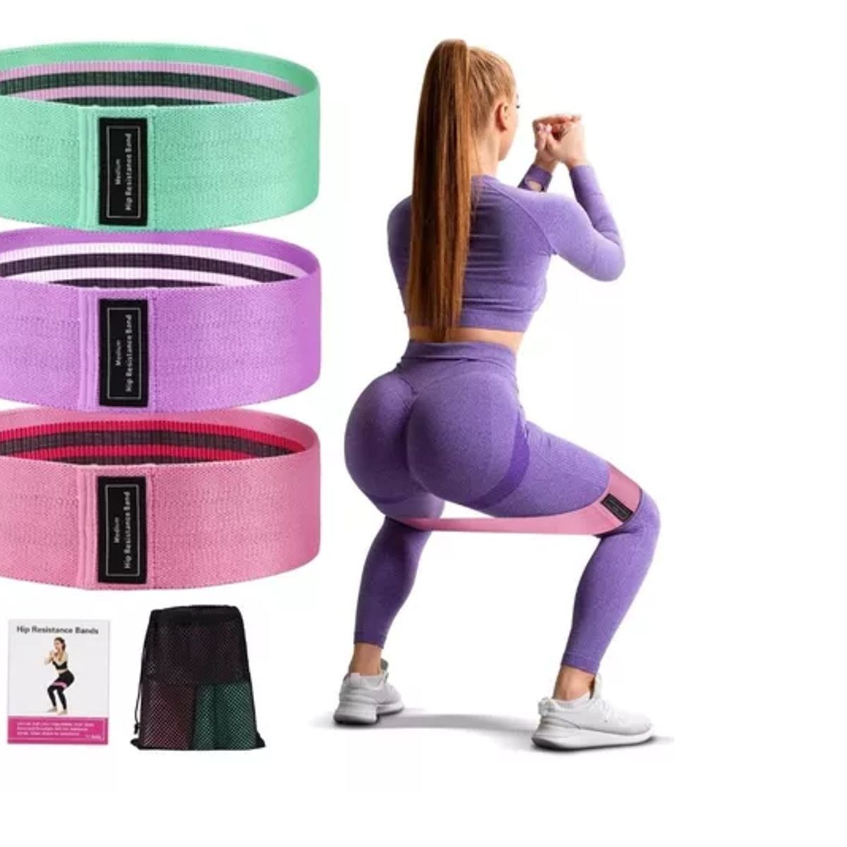 GENERICO - Set 3 Bandas Elásticas Resistencia Antideslizante Fitness