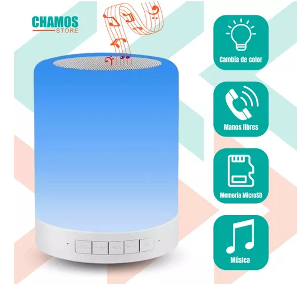 GENERICO - Parlante Portátil Táctil Bluetooth Con Luces Led