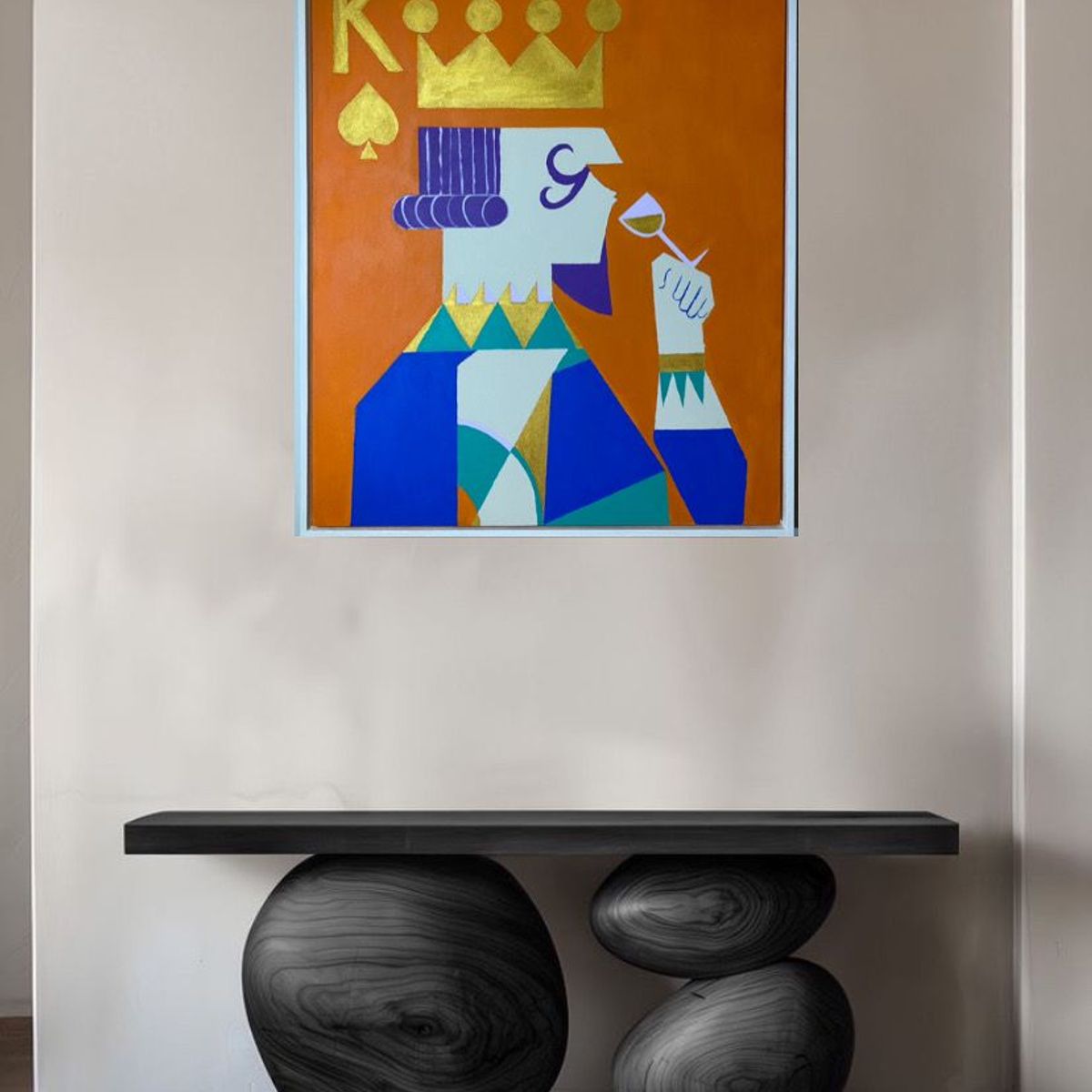 GENERICO - Cuadro Genérico Rey de Espadas Pop Art Acrílico 90x70 Pintado a mano