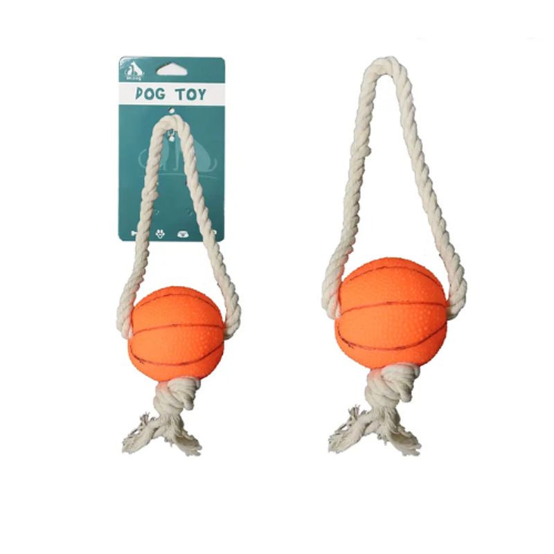 GENERICO - Baloncesto Blanco Con Cuerda Para Mascotas 25cm 60g