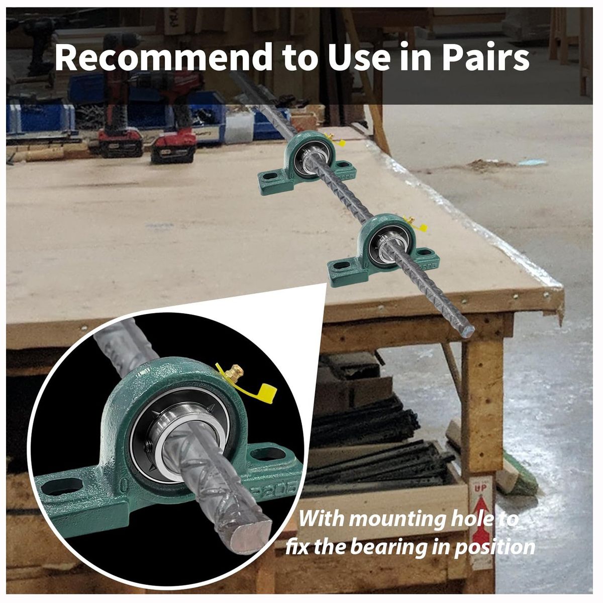KUANGYE - 2pcs Ucp205 Soporte Con Rodamiento Chumasera 25mm