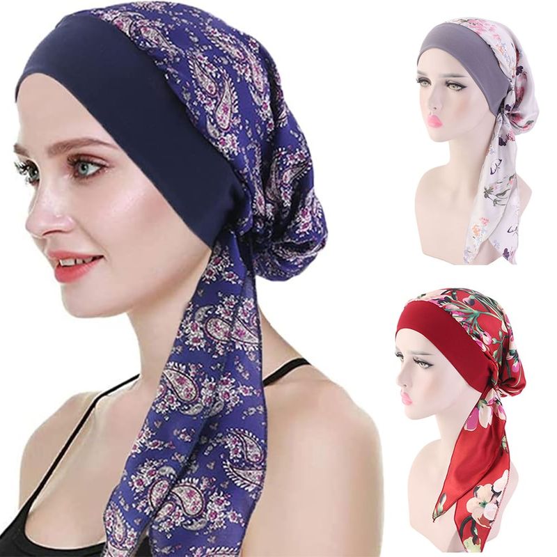 KUANGYE - 3 Turbante Con Estampado De Pérdida De Cabello Para Mujer