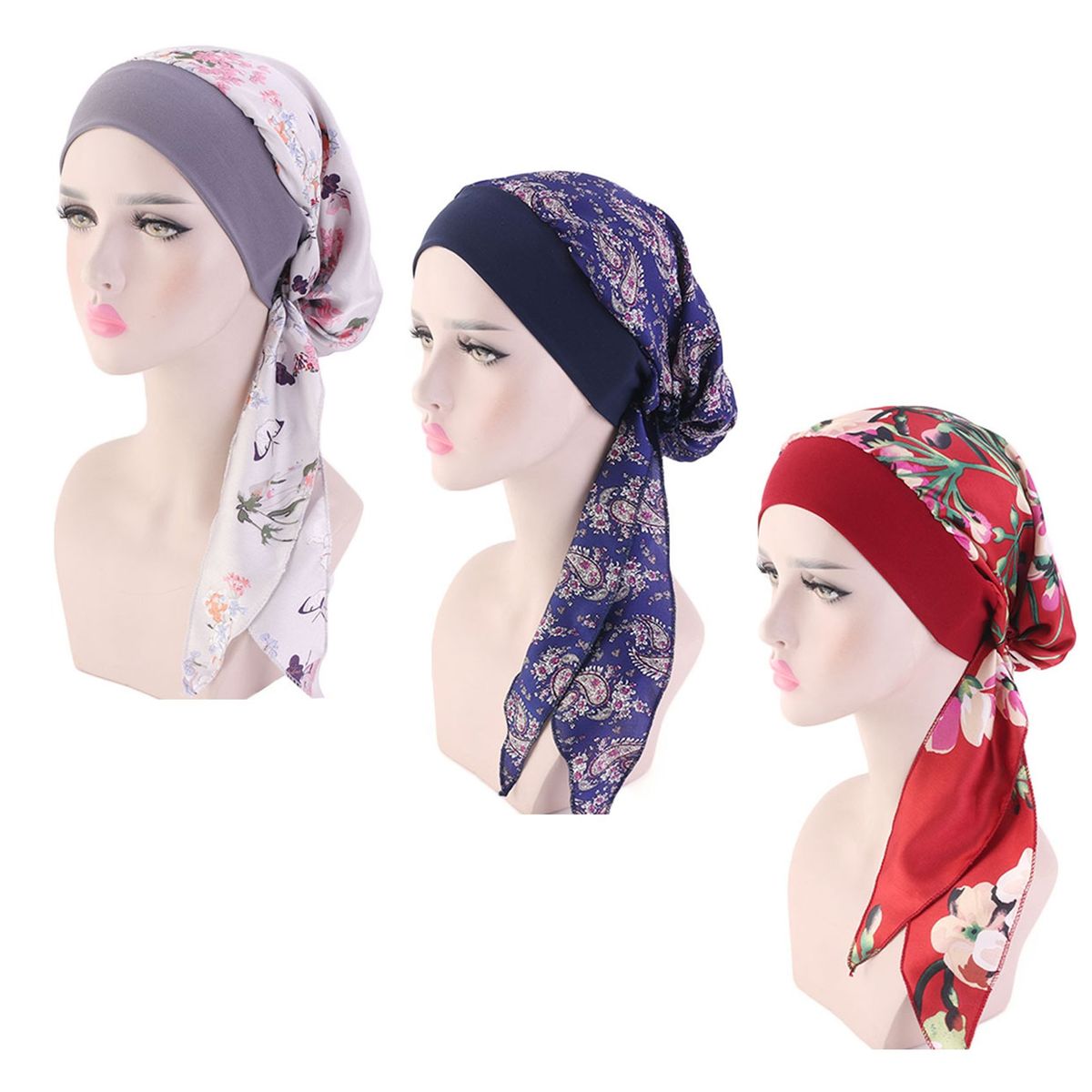 KUANGYE - 3 Turbante Con Estampado De Pérdida De Cabello Para Mujer