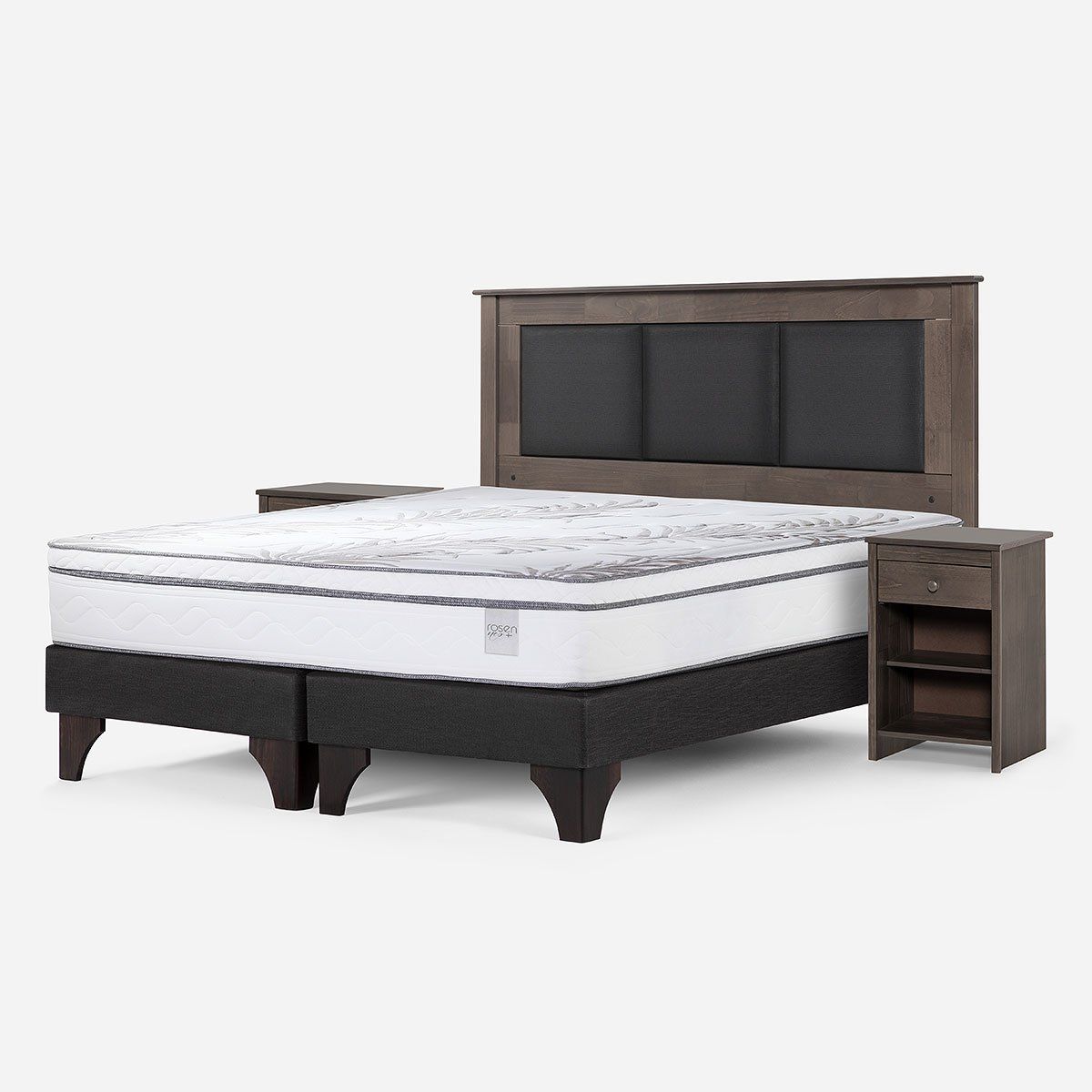 ROSEN - Cama Europea Neo Plus King + Respaldo Rachel+Velador Ferrara