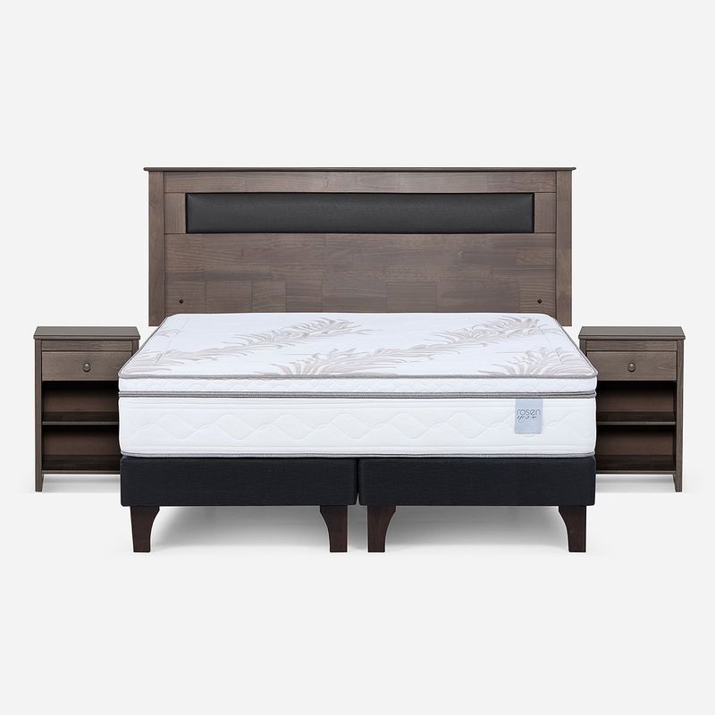 ROSEN - Cama Europea Neo Plus 2 Plazas + Muebles Ferrara