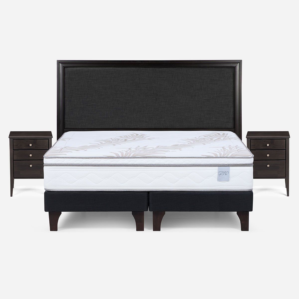 ROSEN - Cama Europea Neo Plus King + Respaldo+Veladores Issey