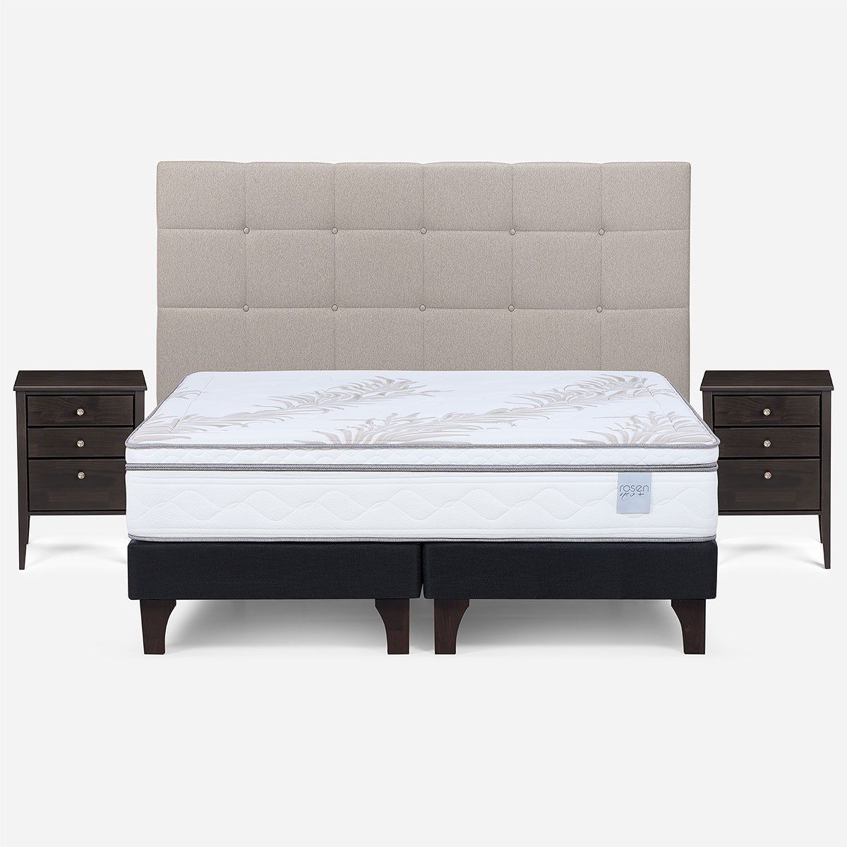 ROSEN - Cama Europea Neo Plus King + Muebles Issey Beige