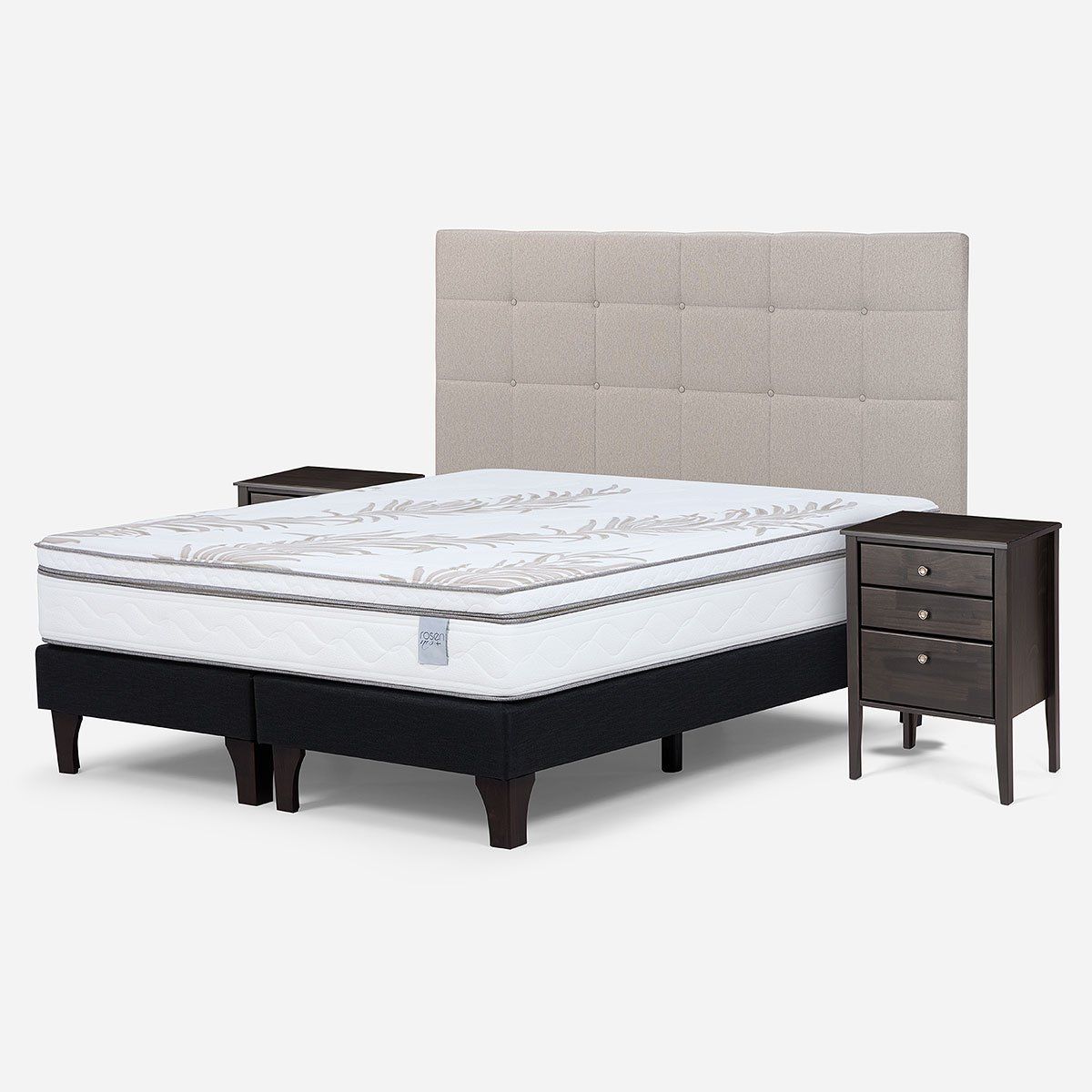 ROSEN - Cama Europea Neo Plus King + Muebles Issey Beige