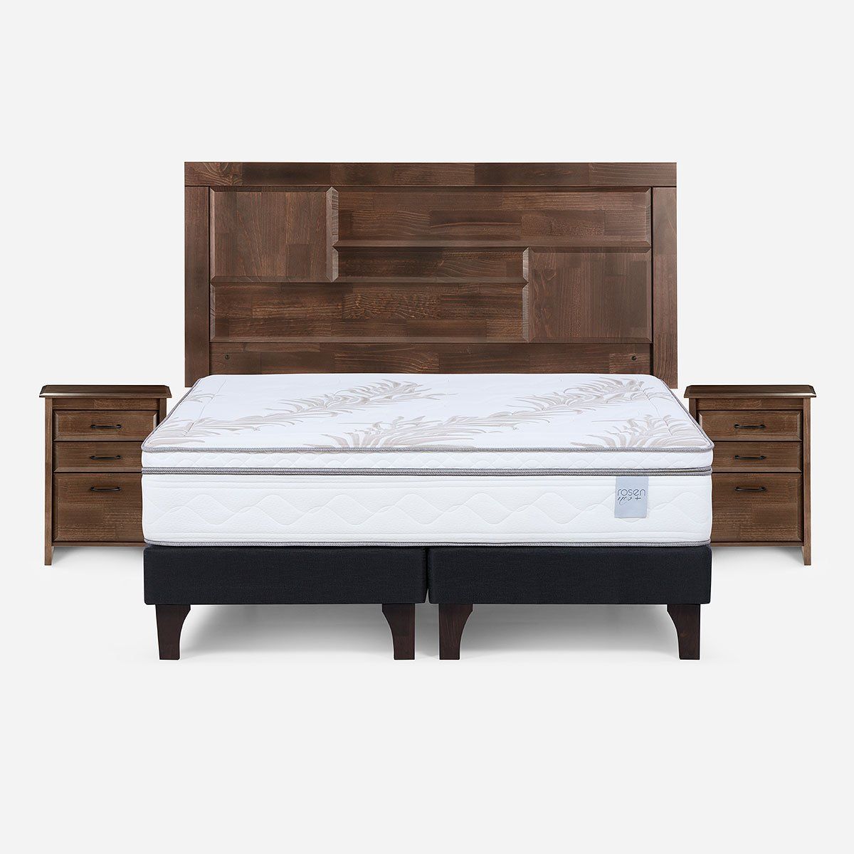 ROSEN - Cama Europea Neo Plus 2 Plazas 150x200 cm + Muebles Dolce