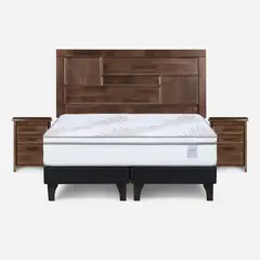 ROSEN - Cama Europea Neo Plus 2 Plazas 150x200 cm + Muebles Dolce