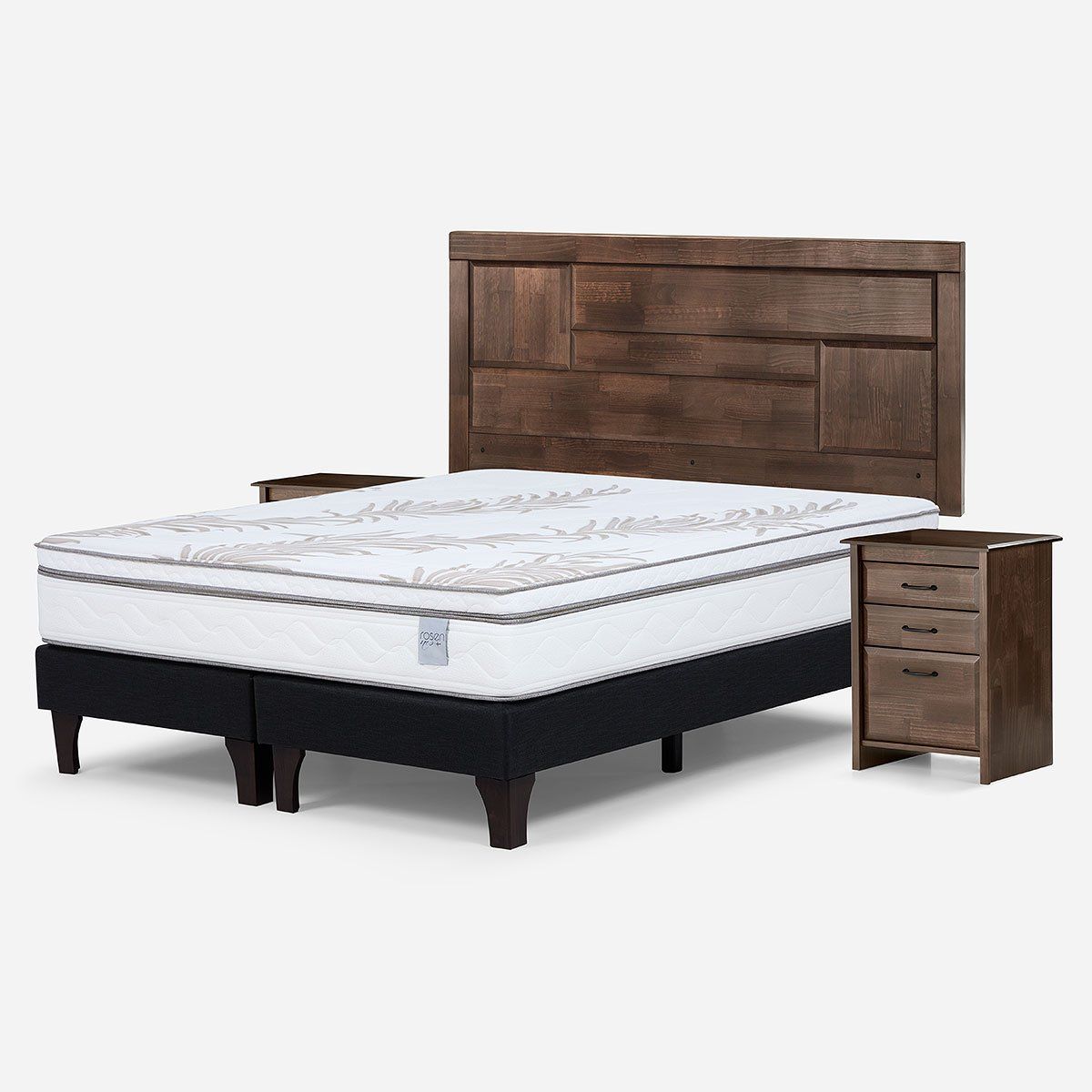 ROSEN - Cama Europea Neo Plus 2 Plazas 150x200 cm + Muebles Dolce