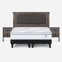 ROSEN - Cama Europea Neo Plus 2 Plazas + Muebles New Ray