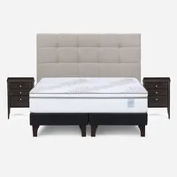 Cama Europea Neo Plus 2 Plazas + Muebles Issey Beige