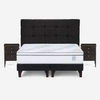 Cama Europea Neo Plus 2 Plazas + Muebles Issey Grafito
