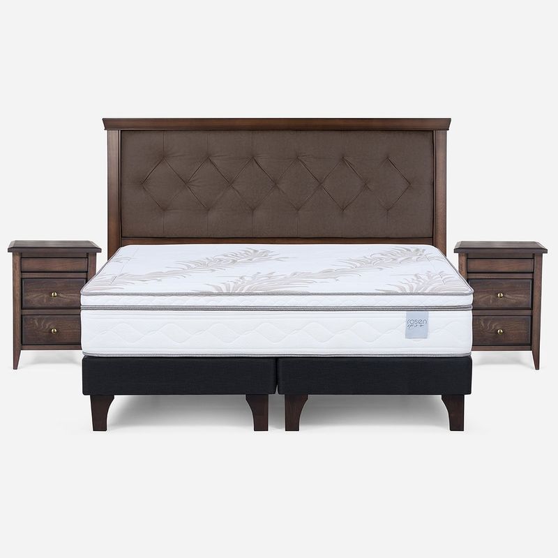 ROSEN - Cama Europea Neo Plus King + Respaldo + Veladores Brera