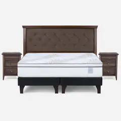 ROSEN - Cama Europea Neo Plus King + Respaldo + Veladores Brera