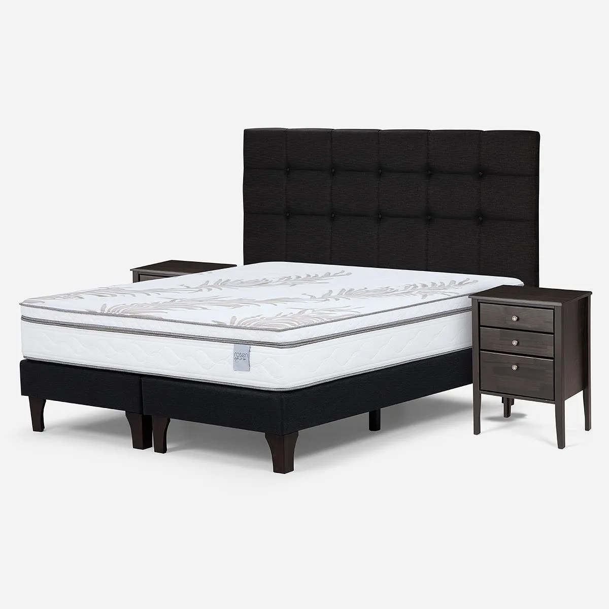 ROSEN - Cama Europea Neo Plus King + Muebles Issey Grafito