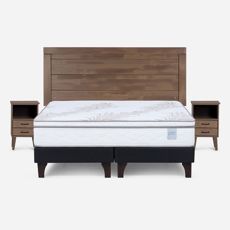ROSEN - Cama Europea Neo Plus King + Respaldo + Valadores Sicilia