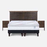 Cama Europea Neo Plus 2 Plazas + Respaldo + Veladores Anna