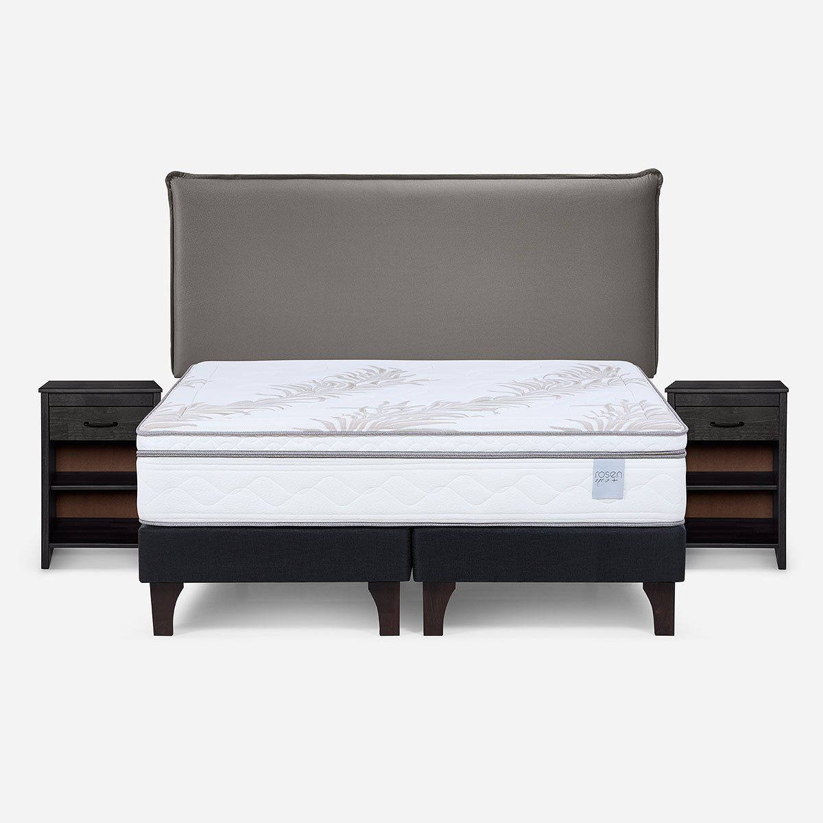ROSEN - Cama Europea Neo Plus 2 Plazas + Muebles Maurice