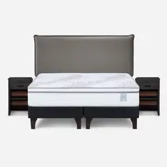 ROSEN - Cama Europea Neo Plus 2 Plazas + Muebles Maurice