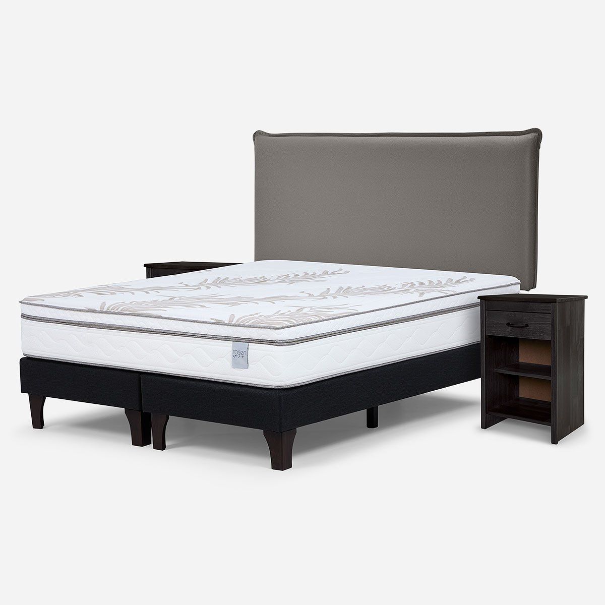 ROSEN - Cama Europea Neo Plus 2 Plazas + Muebles Maurice