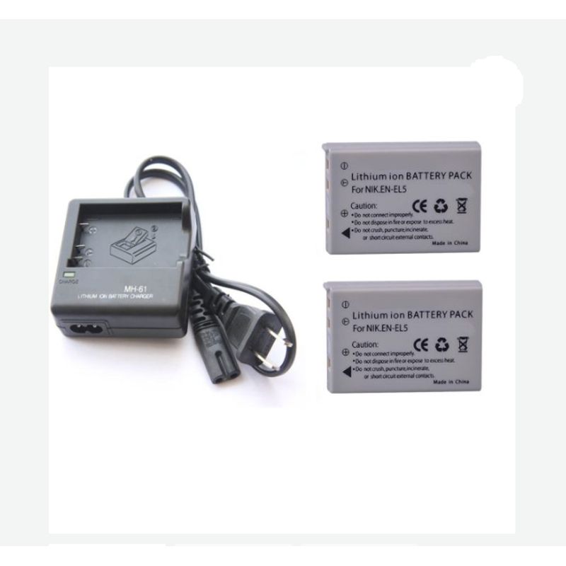 GENERICO - 2 BATERÍAS EN-EL5 + CARGADOR MH-61 ALTERNATIVO NIKON