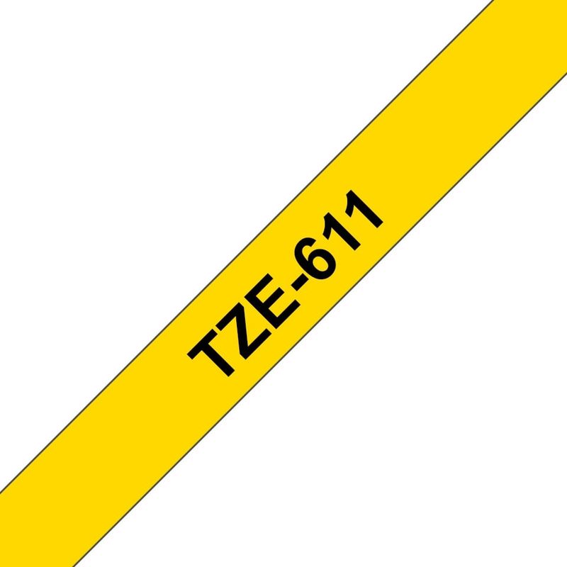 BROTHER - Cinta Brother Tze611 Negro Sobre Amarillo 6mm X 8mts