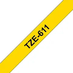 BROTHER - Cinta Tze611 Negro Sobre Amarillo 6mm X 8mts