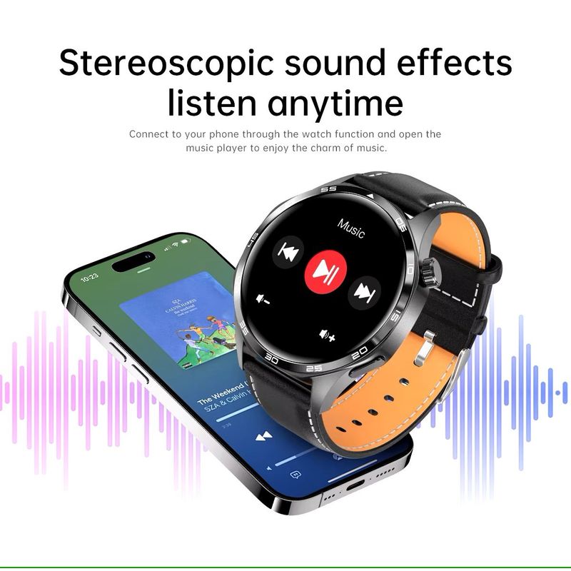 GENERICO - Smartwatch Reloj Inteligente Correa Cuero Asistente de voz IA 300 mAh