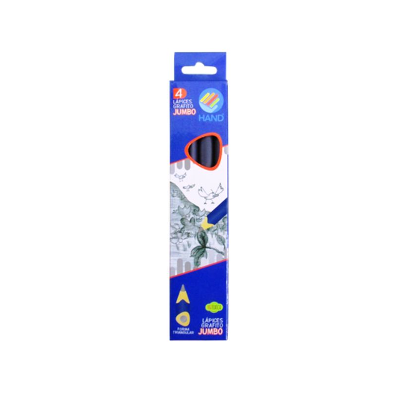 HAND - Lápices Grafito Triangular 4 Unidades Jumbo Hand