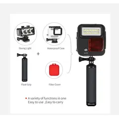GENERICO - CARCASA + FOCO LED + MANGO SUMERGIBLE 40M GOPRO 3 4 5 6 7