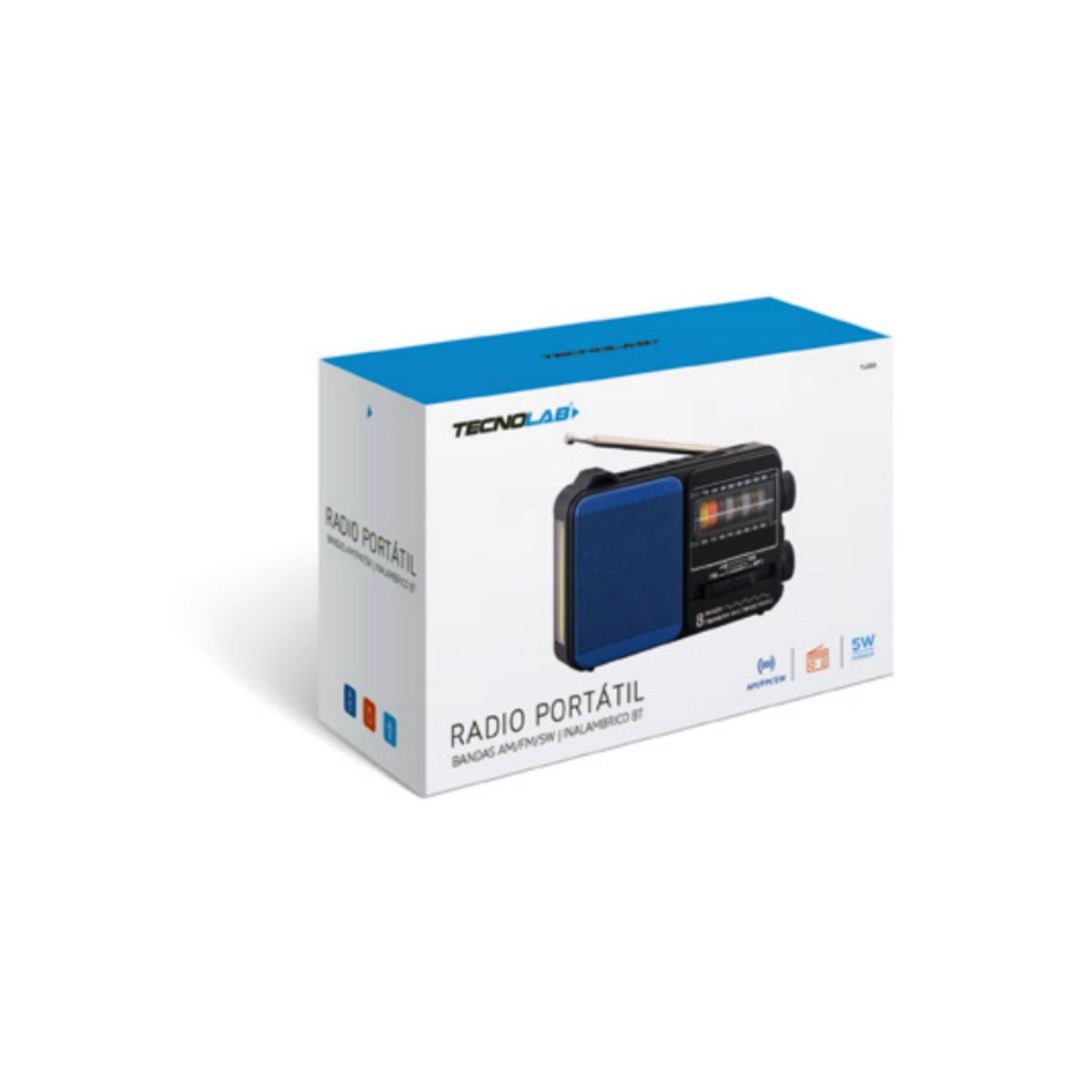 TECNOLAB - Radio Portátil 8 Bandas AM/FM/SW con USB, SD y Linterna LED - SC