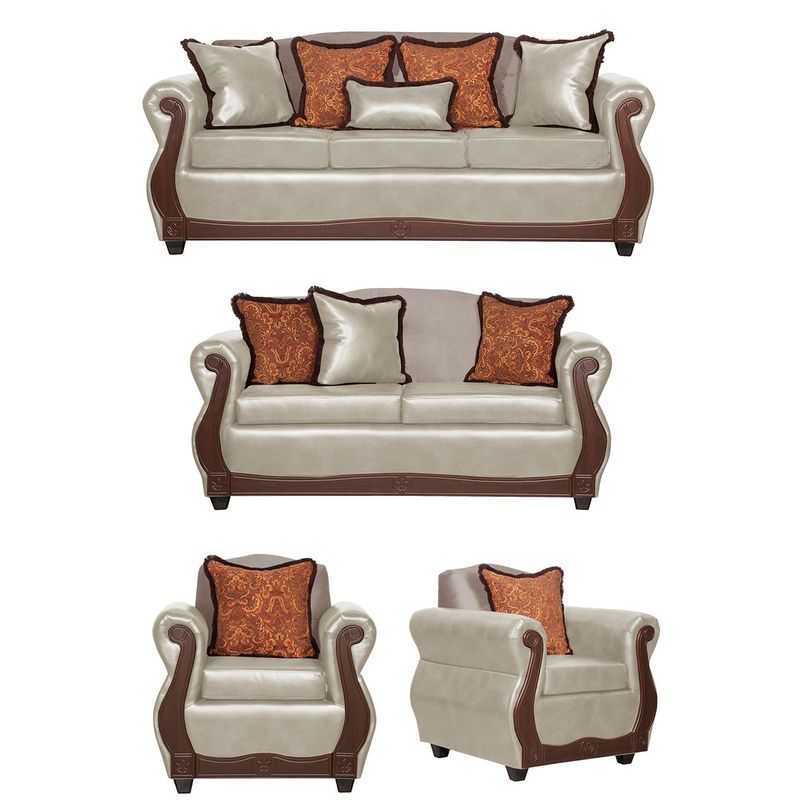 GENERICO - Juego de Living 3 2 1 1 Gran Columbia Crema.