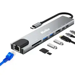 KOLKE - Hub USB C Adaptador 8 en 1 USB 30 RJ45 Mac Windows