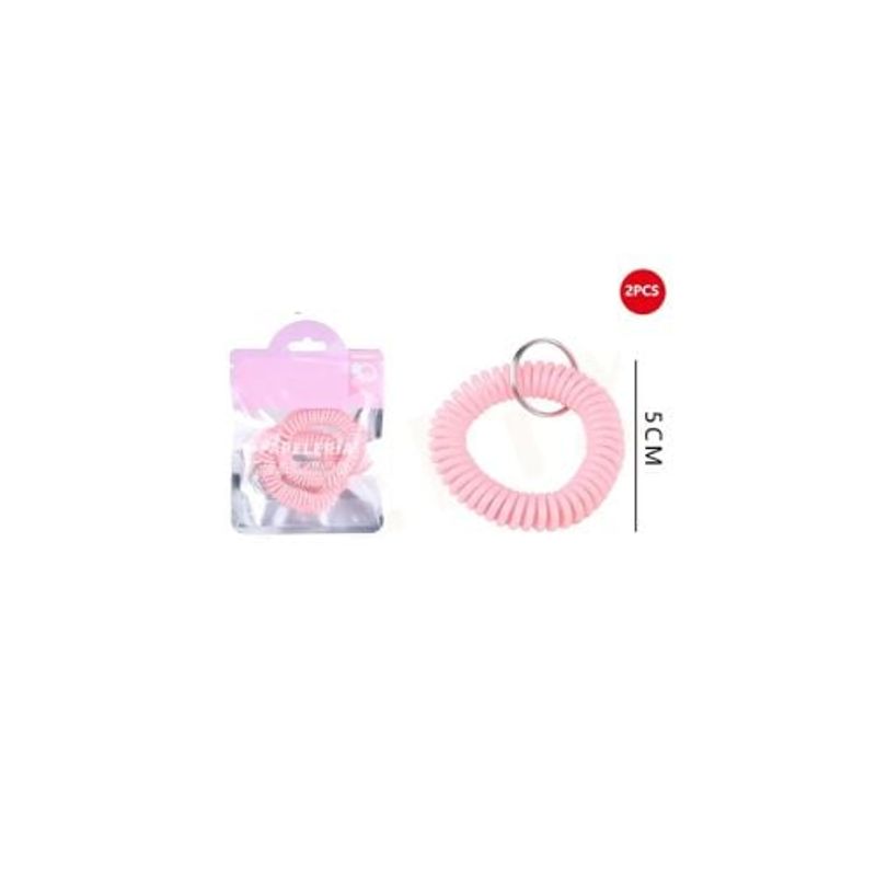 GENERICO - Llaveros De Espiral Rosado Pastel 5 Cm 2 Pcs