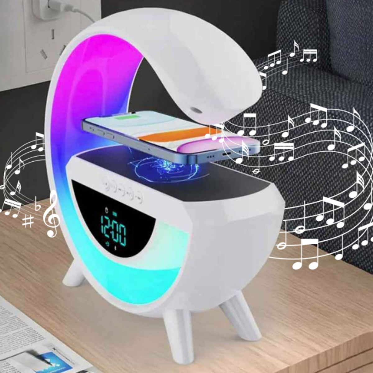 GENERICO - Parlante con carga inalámbrica LED+ Base de carga