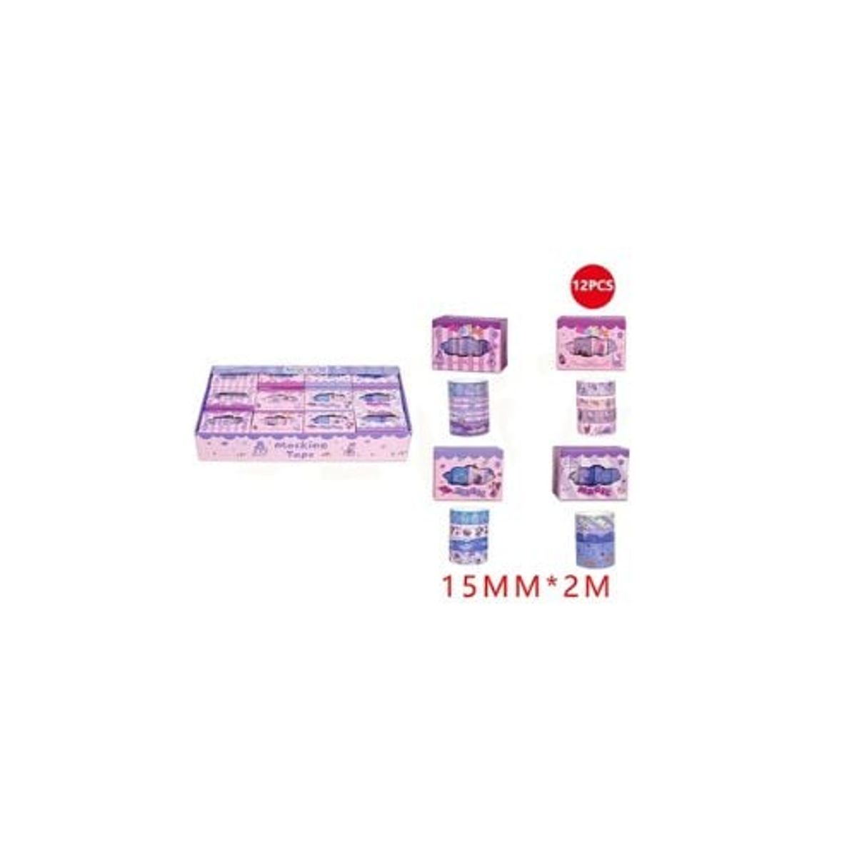 GENERICO - Cinta Adhesiva Magic Kawaii 15 Mm x2M 12 Pcs