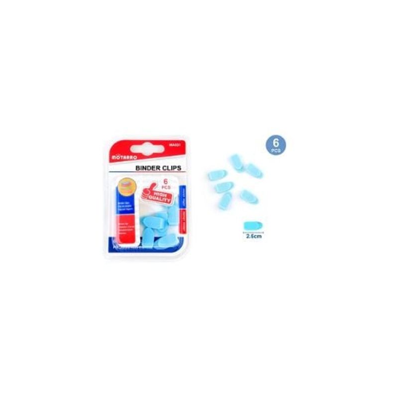 GENERICO - Clip De Carpeta Plástico Celeste 6 Pcs