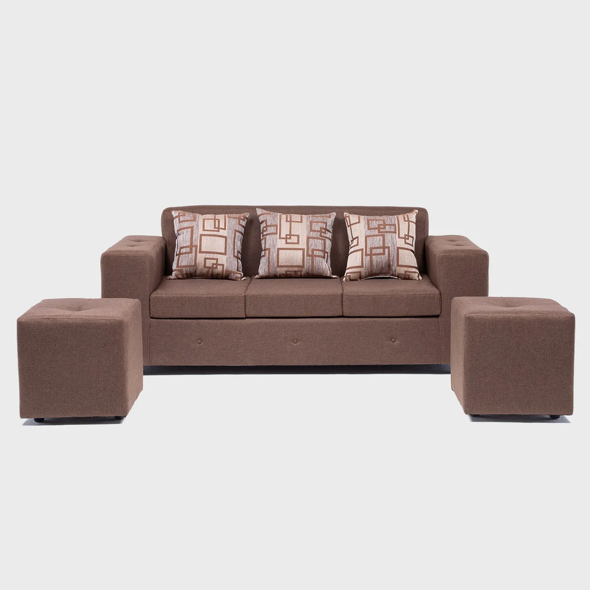 MEXX MUEBLES - Sofa Ginebra 3 Cuerpos Incluye Dos Puff