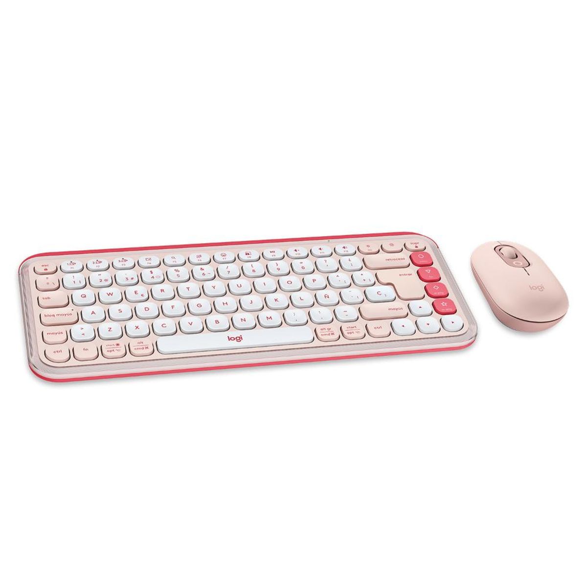 LOGITECH - Kit Teclado Y Mouse Logitech Pop Icon, Español, Rosado