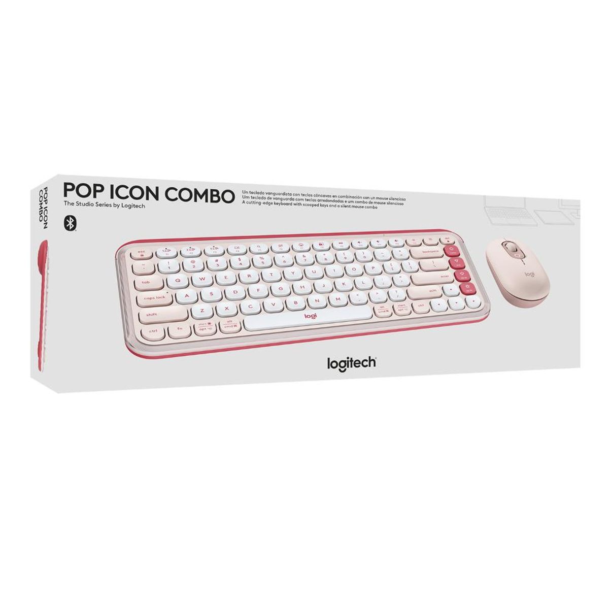 LOGITECH - Kit Teclado Y Mouse Logitech Pop Icon, Español, Rosado
