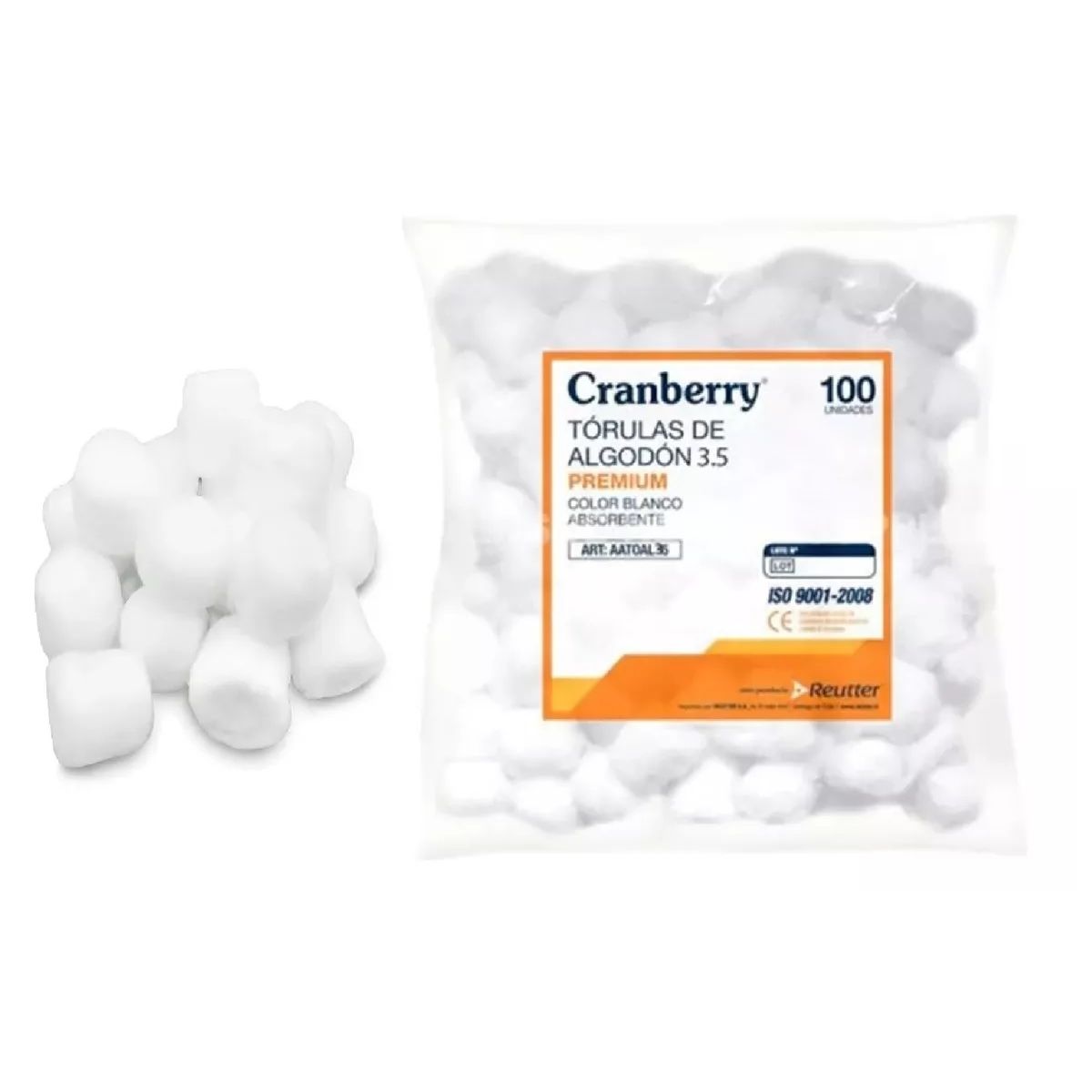 CRAMBERRY - Torulas De Algodon 3,5 Gr Bolsa 100 Unidades Cranberry