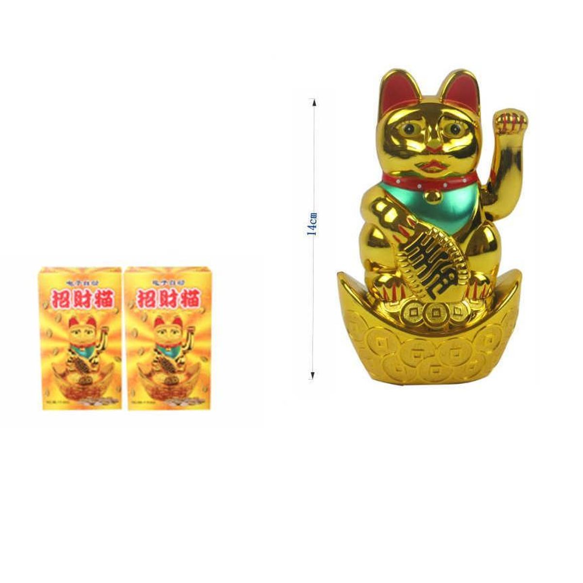 GENERICO - Gato De La Suerte  Dorado 14cm