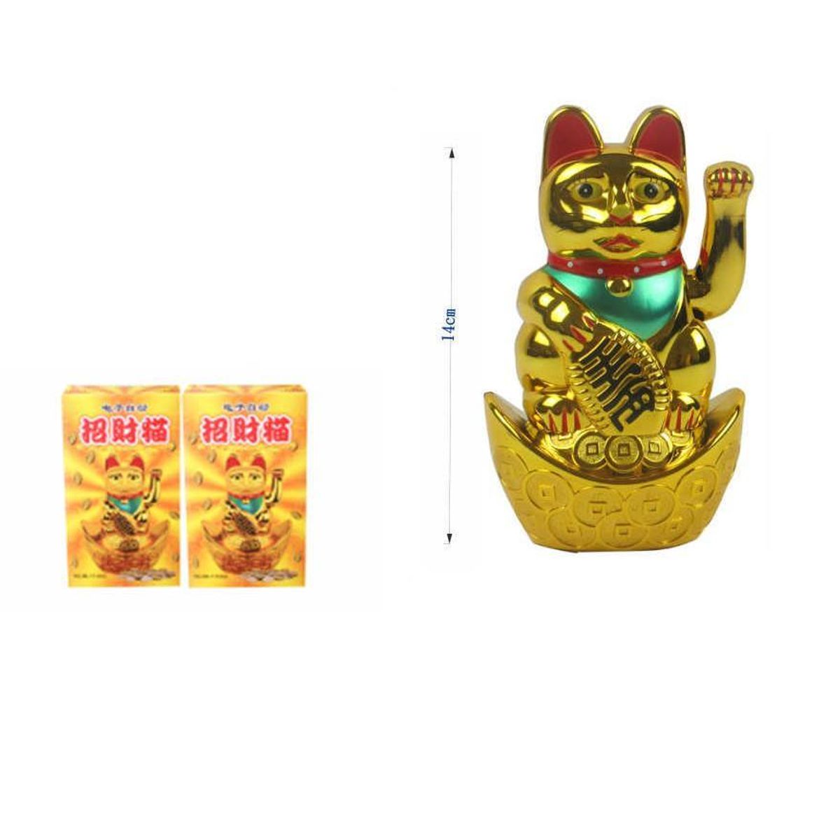 GENERICO - Gato De La Suerte  Dorado 14cm