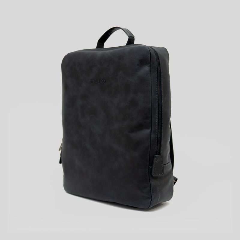 TRAUKO - Mochila Unisex Cuero Negra Trauko Verona