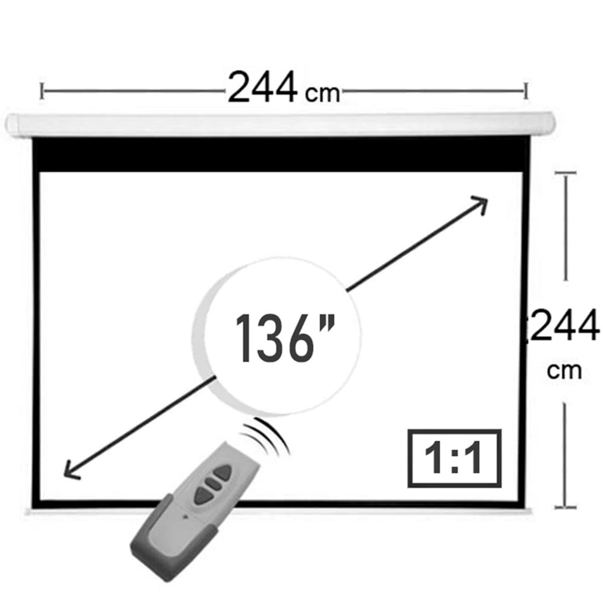 GENERICO - TELON ELECTRICO 244X244cm  INCLUYE CONTROL REMOTO