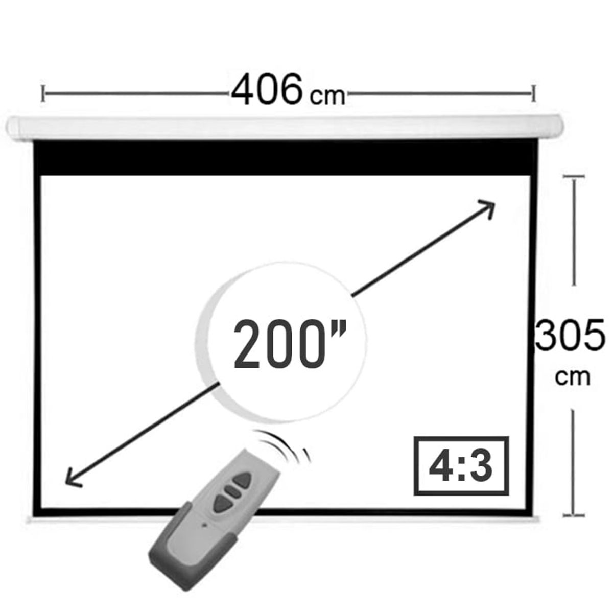 GENERICO - TELON ELECTRICO 406×305 CM  INCLUYE CONTROL REMOTO