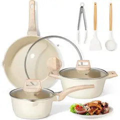 ARTDIY - Juego Sartén Antiadherente Olla Leche 18cm Olla Sopa 24cm Sartén 30cm