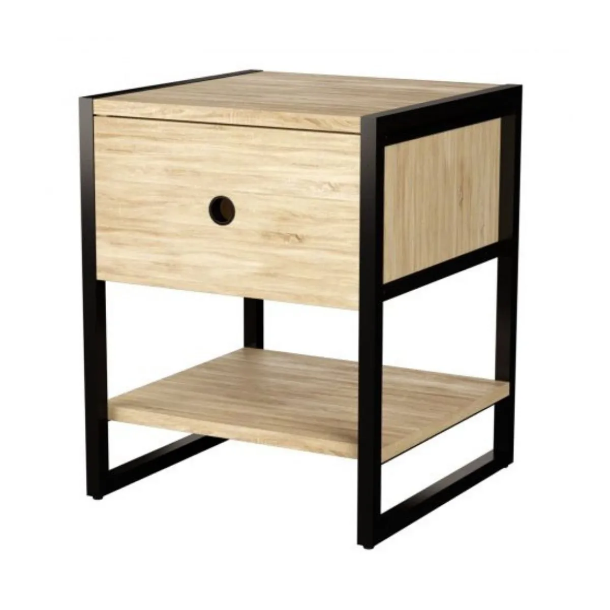 TODODESCUENTO - Velador Industrial 1 Cajón- Café y Negro